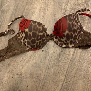 Leopard and rose detailed bra